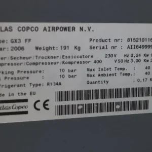 Atlas Copco Screw  compressor GX 3 FF
